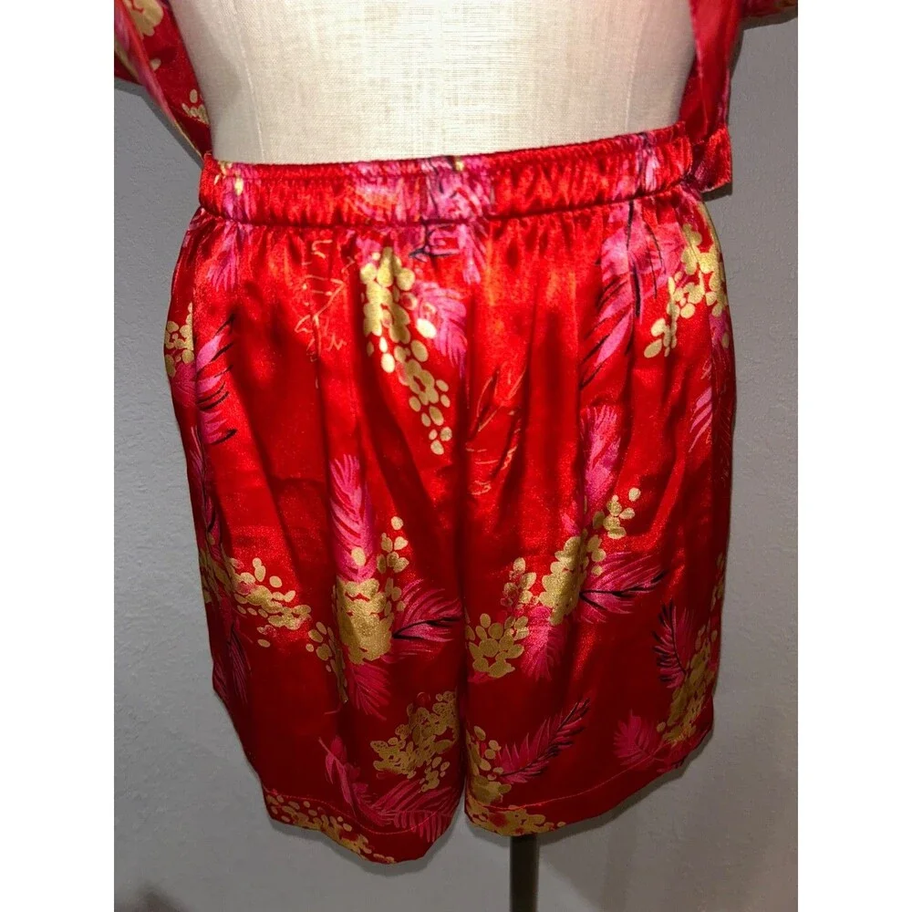 Morgan Taylor Intimates Women's Satin 3-pc Set Robe+Pajama Top+Shorts size M